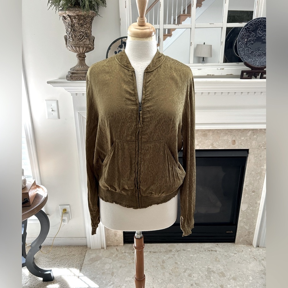 Anthropologie/Maeve Golden Green Animal Print Jacket - Picture 9 of 9